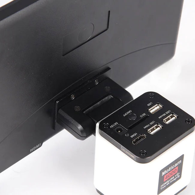 Cámara Motic Modelo Moticam 4000 BMH. Resolución 4K de 8 Megapixeles con Pantalla LCD de 11.6" incorporada. Incluye software